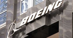 Boeing logo on the side of a building Boeing logo on the side of a building