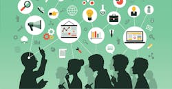 Heads with bubbles over them, showing images Heads with bubbles over them, showing images