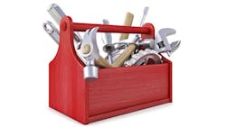 red wooden tool box full of tools red wooden tool box full of tools