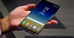 Samsung Galaxy Note 8 in palm of hand Samsung Galaxy Note 8 in palm of hand