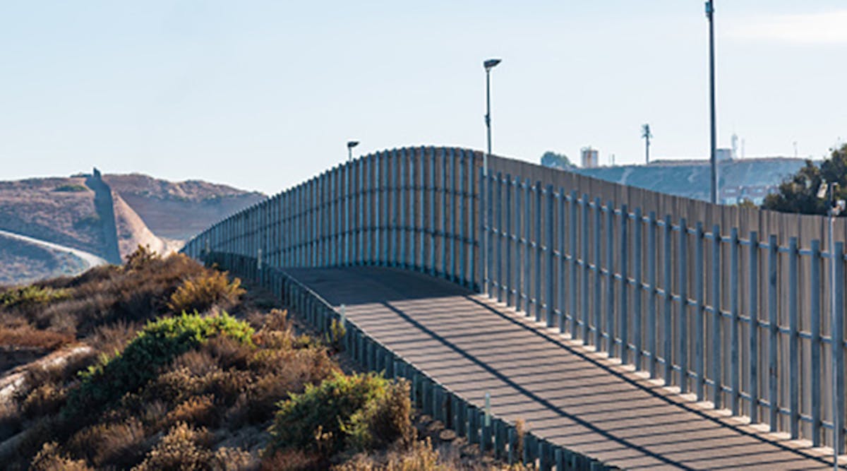 Section of international border wall between San Diego/Tijuana.