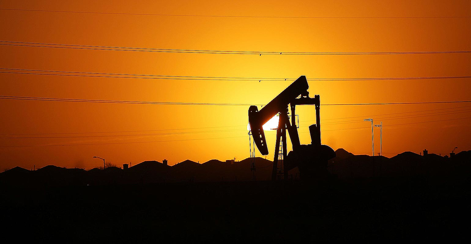 Oil Pump in Permian at Sunset or Sunrise