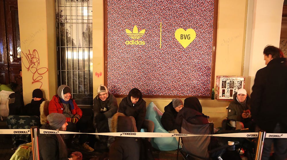 Fans camped out outside an Adidas store in Germany in January 2018, awaiting the release of a limited edition shoe that was part of a collaboration with the Berlin public transport system.