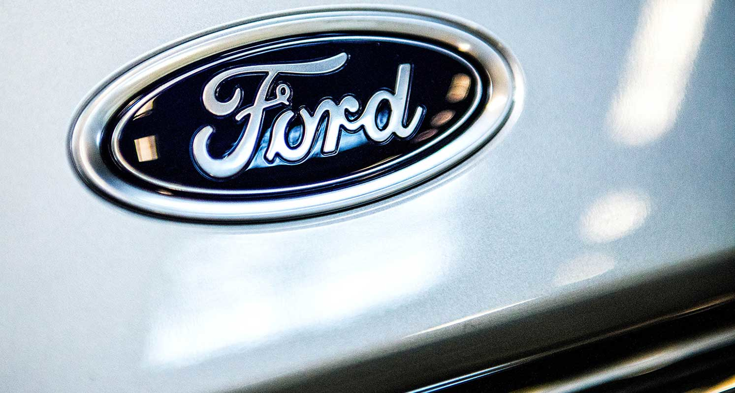 Ford logo on white vehicle