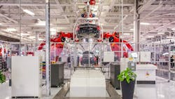 inside Tesla factory in Fremont, California inside Tesla factory in Fremont, California