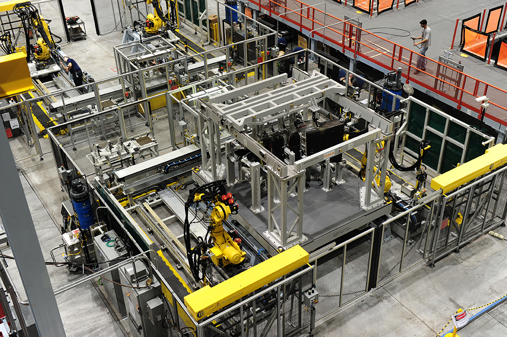 Northrop Grummanrsquos integrated assembly line for F35 center fuselages in El Segundo California was inspired by automation systems used by US motor vehicle manufacturers and was developed in partnership with industrial robotics specialist KUKA Systems North America