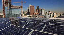 Solar panels on the roof of Staples Center in Los Angeles