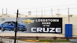 An exterior view of the GM Lordstown Plant on November 26, 2018 in Lordstown, Ohio. GM said it would end production at five North American plants including Lordstown, and cut 15 percent of its salaried workforce. The GM Lordstown Plant assembles the Chevy Cruz.