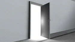 open door in wall showing white light