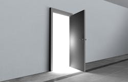 open door in wall showing white light open door in wall showing white light