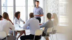 colleagues at business meeting