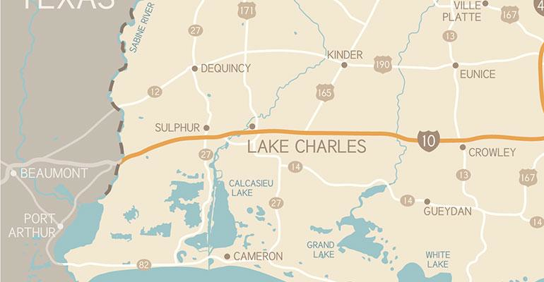 map of Lake Charles, Louisiana