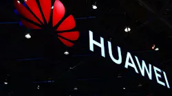 Huawei sign lit up