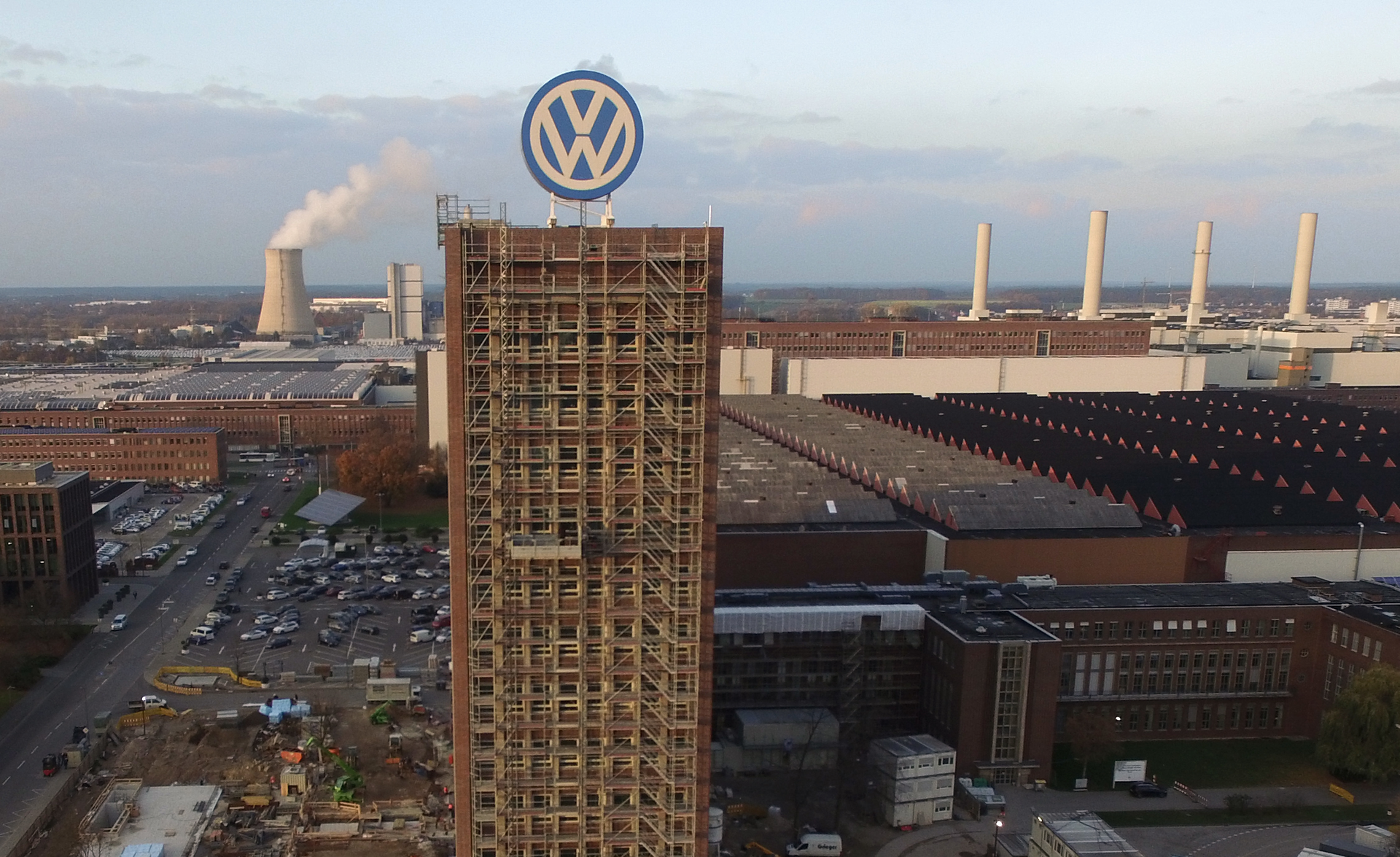 Factory with Volkswagen logo