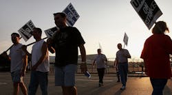United Auto Workers picket outside General Motors assembly plant in Janesville, Wisconsin.