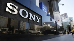 A low exterior shot outside of Sony headquarters.
