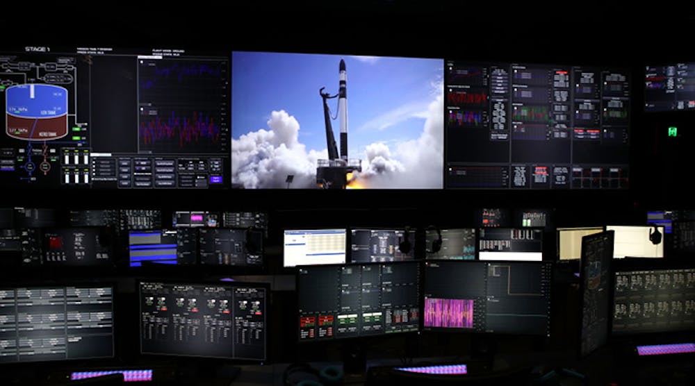The Rocket Lab Mission Control room during the opening of the new Rocket Lab factory on October 12, 2018 in Auckland, New Zealand.