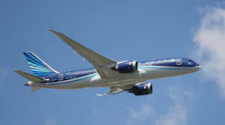 A Boeing 787-8 Dreamliner operated by Azerbaijan Airlines takes off from JFK Airport on August 24, 2019