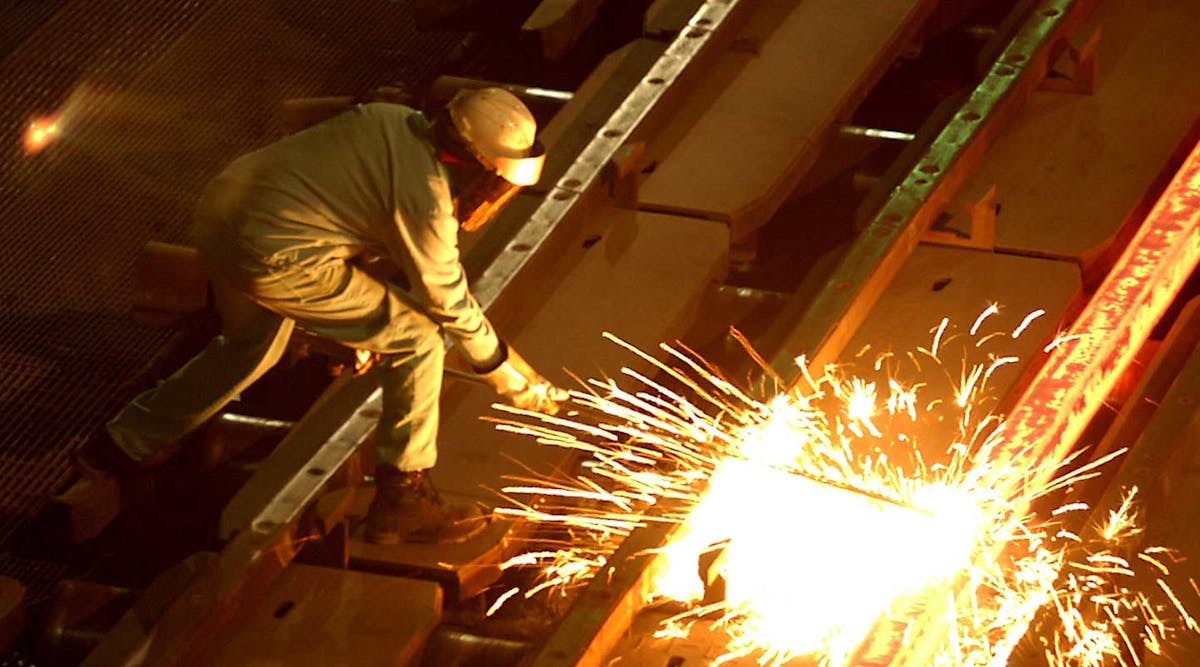 Industryweek 35954 Steel Worker Cuts Billet Sparks David Mcnew Staff Getty Images