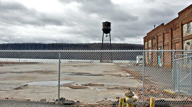 An empty industrial site near the Hudson River, Hastings, New York.