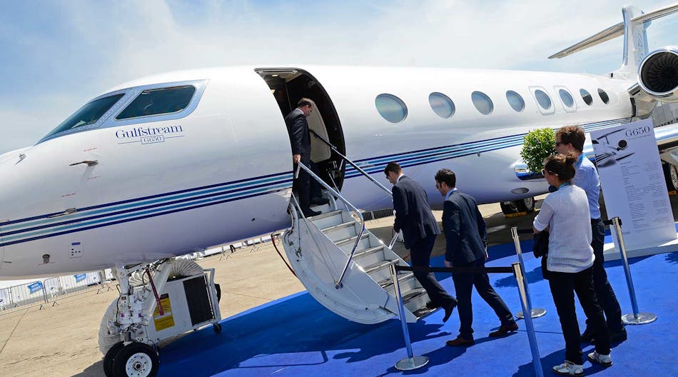 The Gulfstream 650 at the Paris Airshow. The G700 will have a larger cabin and improved range.