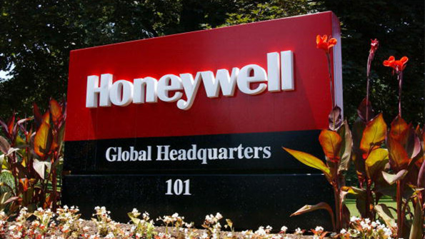 The Honeywell wordmark at the companys global headquarters