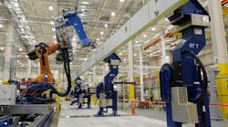 A wing spar assembly robot at the Boeing factory in Everett, Washington.