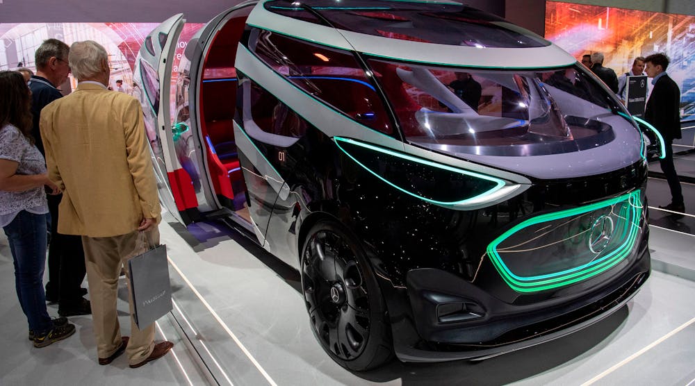 Mercedes&apos; Vision Urbanetic self-driving concept van.