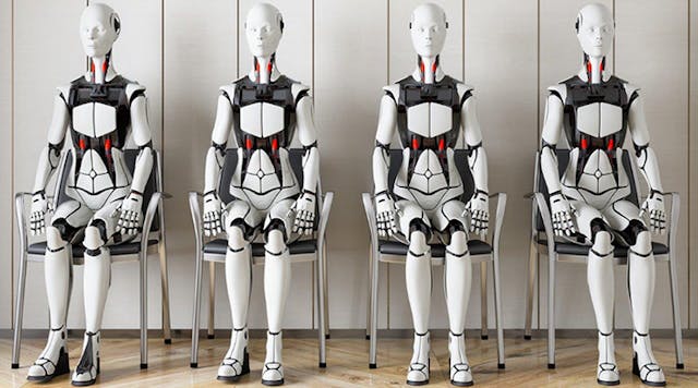 robots seated in chairs