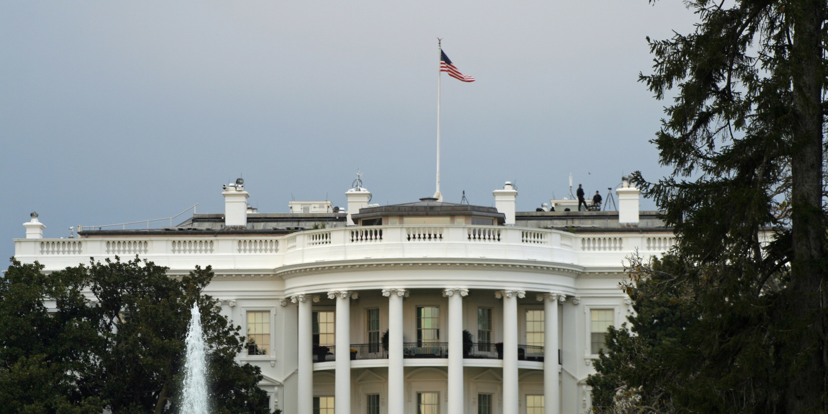 White House On A Cloudy Day With Some Trees And A Fountain Charles Montgomvery Dreamstime Xxl 172819603 5e99d37da9d8c