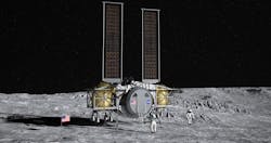 Artist concept of the Dynetics Human Landing System on the surface of the Moon. Artist concept of the Dynetics Human Landing System on the surface of the Moon.