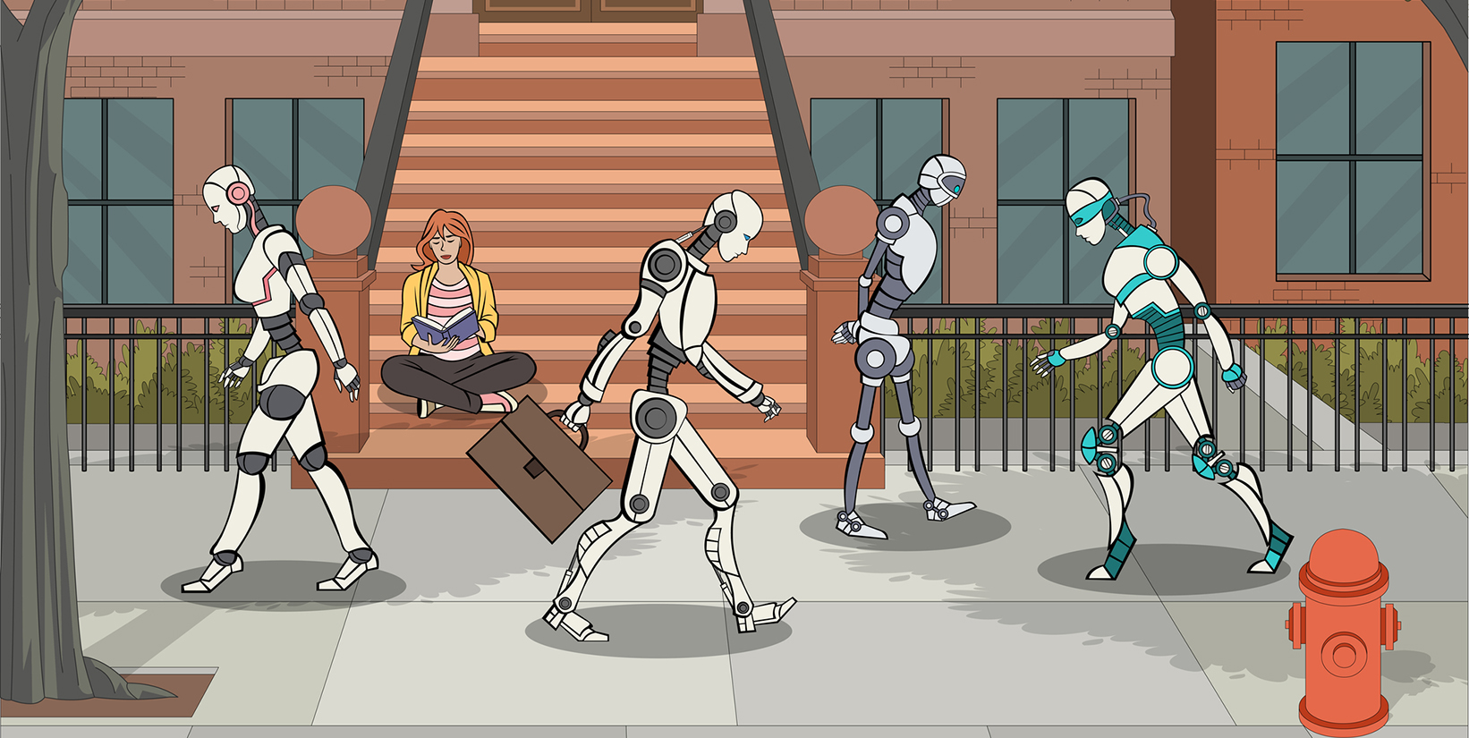 Роботы гуляют по улице. Робот гуляет. Роботы ходят по городу. Робот ходит по городу картинки. Роботы ходить игры