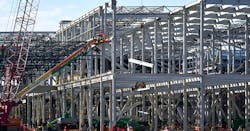 It is an active construction site in Lordstown, Ohio, where Ultium Cells is building a $2.3 billion battery cells manufacturing plant. It is an active construction site in Lordstown, Ohio, where Ultium Cells is building a $2.3 billion battery cells manufacturing plant.