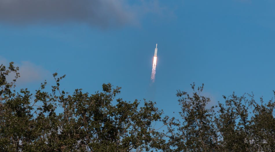 Spacex Heavy Capsule Launching In Distance &copy; Valerianic Dreamstime
