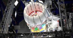 A heavily instrument engine is being prepared for a Fan Blade Off test. A heavily instrument engine is being prepared for a Fan Blade Off test.