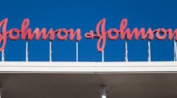Johnson And Johnson Building Sign Red Rext Blue Pharmaceutical J+j &copy; Manuel Esteban Dreamstime