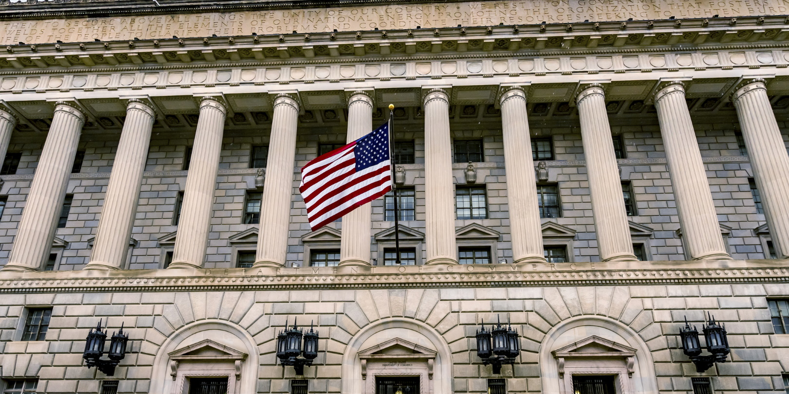 Commerce Department Building Outside Front Pillars William Perry Dreamstime 60be432326305