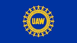 Uaw Wheel Logo Yellow On Blue