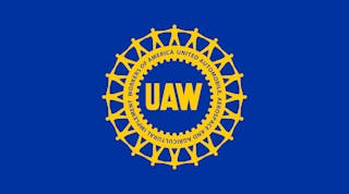 Uaw Wheel Logo Yellow On Blue