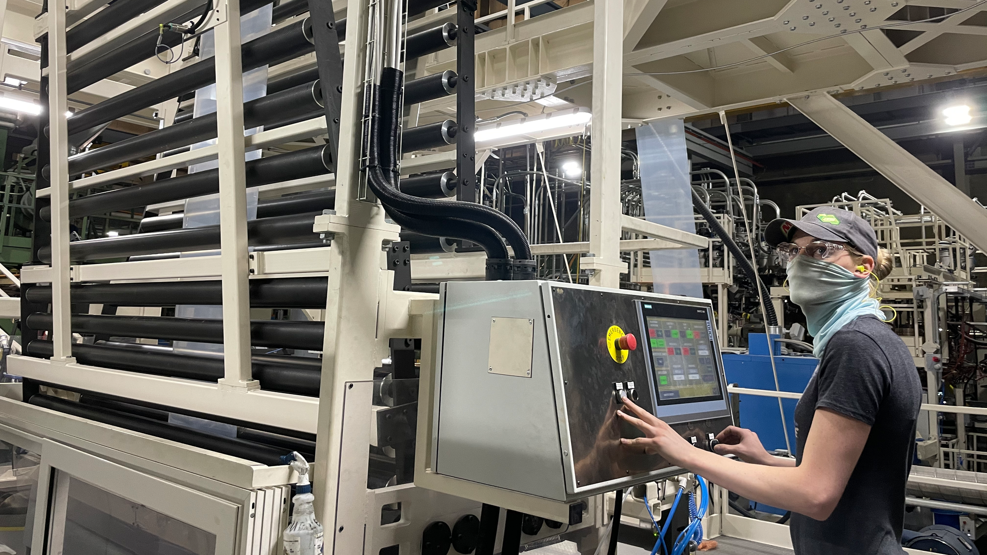 Lesley Burduck coordinates startup and control of extrusion line seven.