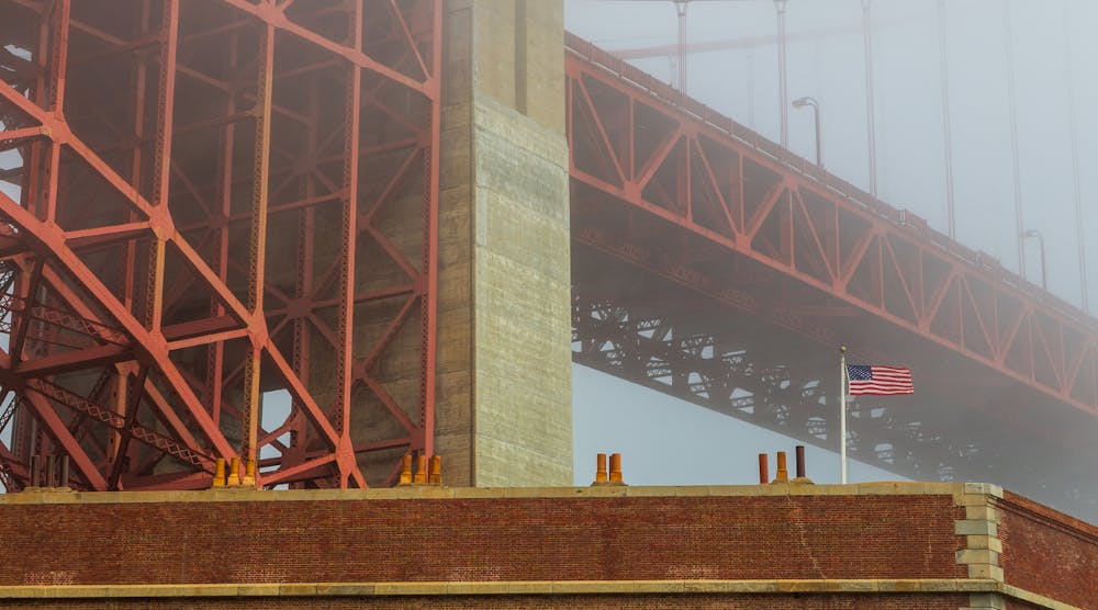 Golden Gate Bridge Fog Usa Flag Beautiful Infrastructure Industrial &copy; Tomasz Wozniak Dreamstime