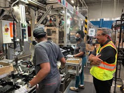 GM Barbaretta breaks away from the tour to chat with some operators on the line. GM Barbaretta breaks away from the tour to chat with some operators on the line.