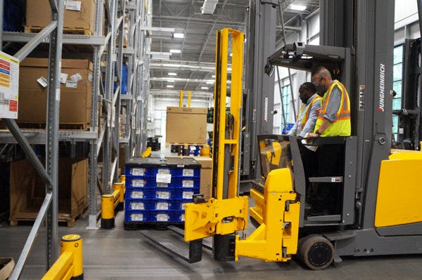 Brose Tuscaloosa brought in semi-autonomous forktrucks to increase safety and efficiency in its narrow-aisled warehouse--part of a recent expansion at the plant.