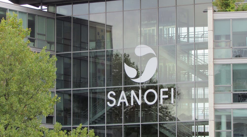Sanofi Building Exterior White Logo On Glass Building Pharmaceutical French &copy; Julien Viry Dreamstime