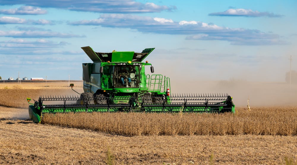 John Deere Combine Tractor Harvesting Soybeans &copy; Robert Philip Dreamstime