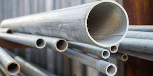 A closeup of metal pipes.