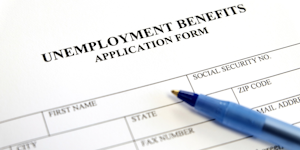 A closeup of unemployment benefits paperwork.