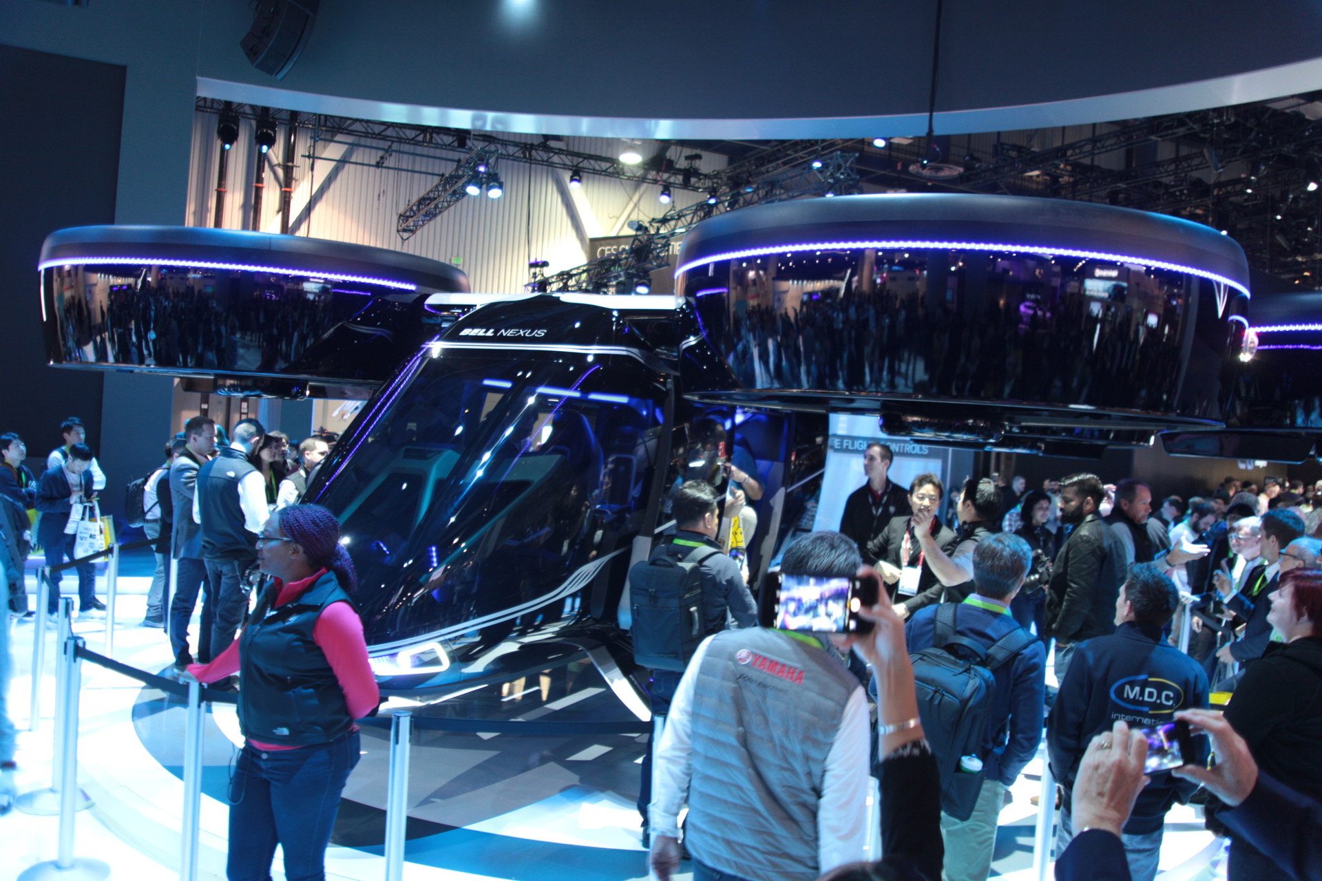 Bell shows off its Nexus helicopter at CES 2019, the last year the show was held fully in person. The show is set for next month, but several high-profile tech firms have withdrawn appearances.
