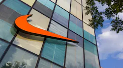 The Nike logo outside a company store.
