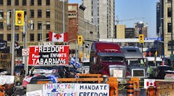 Canada Trucker Protest Covid 19 Health Supply Chain Blockade &copy; Paul Mckinnon Dreamstime